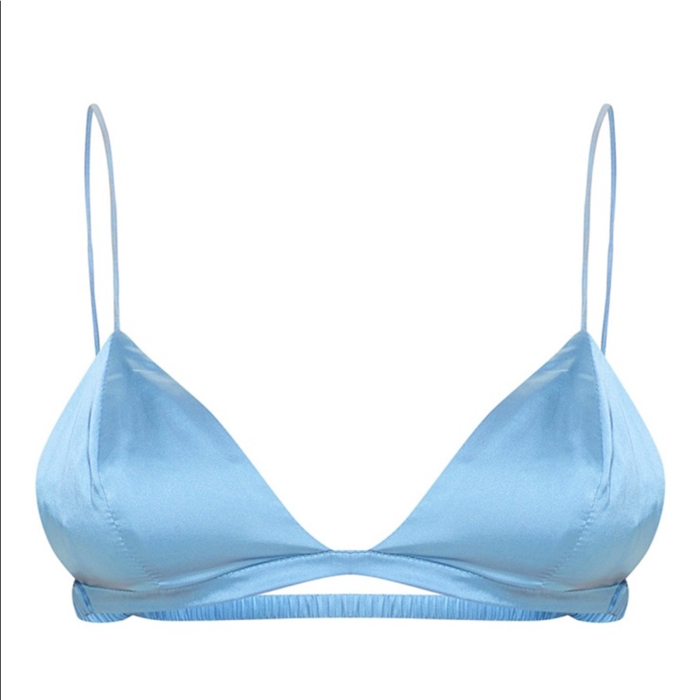 Blue satin bralette top